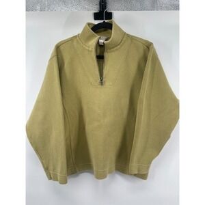 Tommy Bahama Womens Quarter Zip Pullover Sweatshirt Khaki Cotton Blend Size M